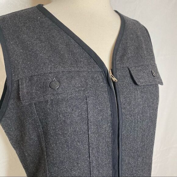 Vintage 90s Gap Vest Gray Wool Sleeveless Zip Front - Picture 3 of 7